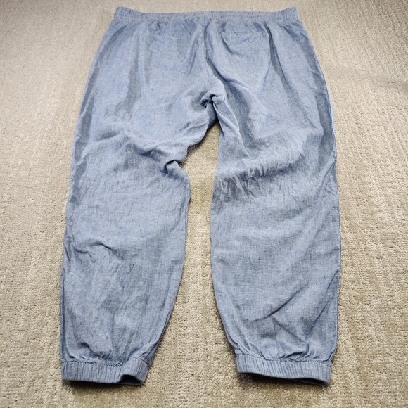 Athleta Cabo Linen Joggers Women 18 Blue Elastic Waist Drawstring Athleisure - Picture 10 of 11
